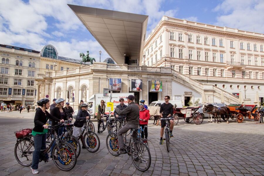 Classic Vienna: 3-Hour Guided Bike Tour - From Karlsplatz to Karlskirche, finishing with a powerful visual