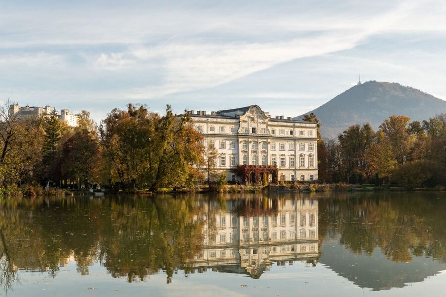 Salzburg: Original Sound of Music Tour - Schloss Leopoldskron: the Trapp family home exterior, with lake-day detail