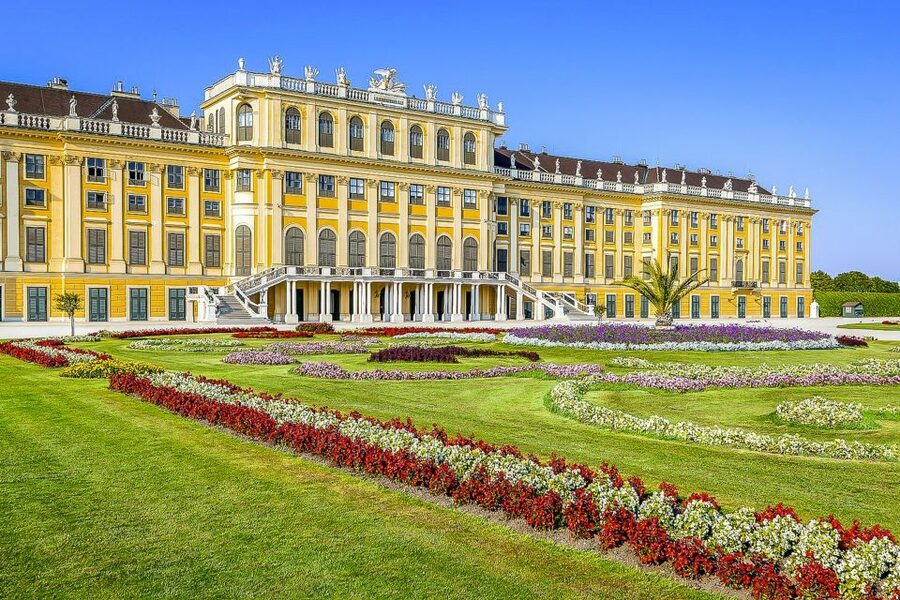 Schönbrunn Palace and its parterre gardens in Vienna